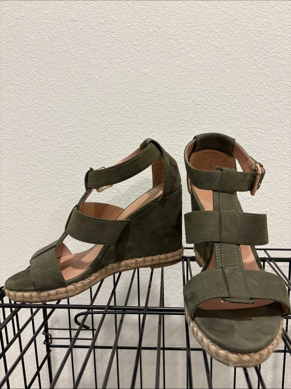 Merona Olive Suede Espadrille Wedge Sandals